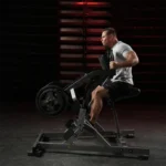 Chest-supported row machine with independent work arms and multi-grip handles