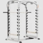 Dual action Smith machine with adjustable safety tiers