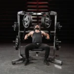 Hammer Strength Plate-loaded wide chest press with ergonomic handles and storage horns