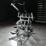 Hammer Strength Plate-loaded wide pulldown with underhand grip and stabilization handle