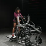 Hammer Strength belt squat with front and rear weight rods