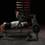 Hammer Strength bench press with ergonomic handles and storage horns