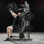 Hammer Strength plate-loaded incline press with integrated weight storage