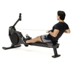 Heat Row with ergonomic handle, foot straps, and transport wheels