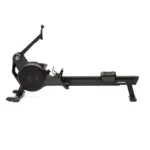 Indoor rowing machine with fluid resistance and WattRate power meter