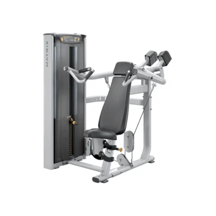 Matrix Versa Converging Shoulder Press Machine with full weight stack shields