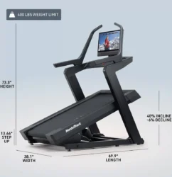 NordicTrack incline treadmill with 40 percent incline and decline training