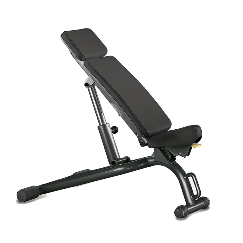 Technogym Adjustable Flat Weight Bench with integrated wheels and handle