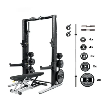 Technogym Personal Strength Power Rack with chrome bench and rack